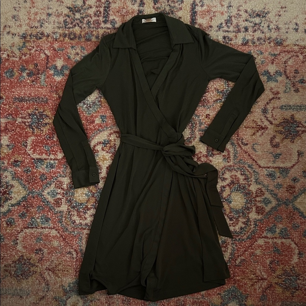 Olive Green Wrap Dress